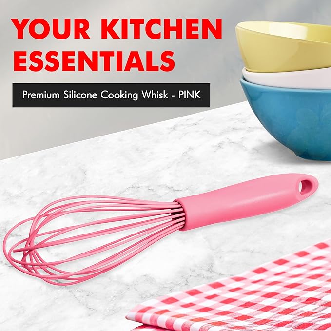 Chef Craft Premium Silicone Wire Cooking Whisk, 10.5 inch, Pink - Image 2