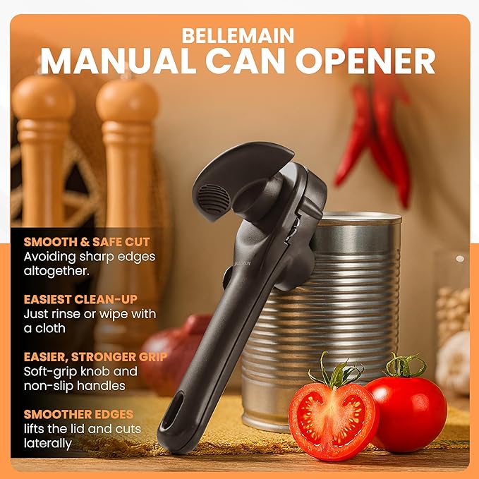 Bellemain- Safe Cut Stainless Steel Ergonomic Can Opener, Manual, Smooth Edge Perfect For Home Chefs and Restauraunts - Image 3