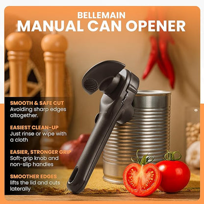 Bellemain- Safe Cut Stainless Steel Ergonomic Can Opener, Manual, Smooth Edge Perfect For Home Chefs and Restauraunts - Image 3