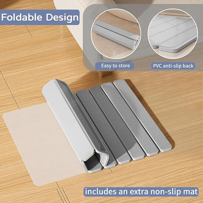 Foldable Stone Bath Mat, Quick Dry Stone Drying Mats for Bathroom, Super Absorbent Rollable Bath Mat, Non Slip, Large Diatomaceous Earth Dish Drying Mats for Kitchen Counter, 23.5 x 15.4in - Image 5