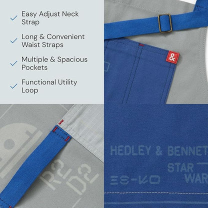 hedley & bennett Essential Apron - Professional Chef Apron with Pockets & Adjustable Bib Strap for Cooking & Grilling