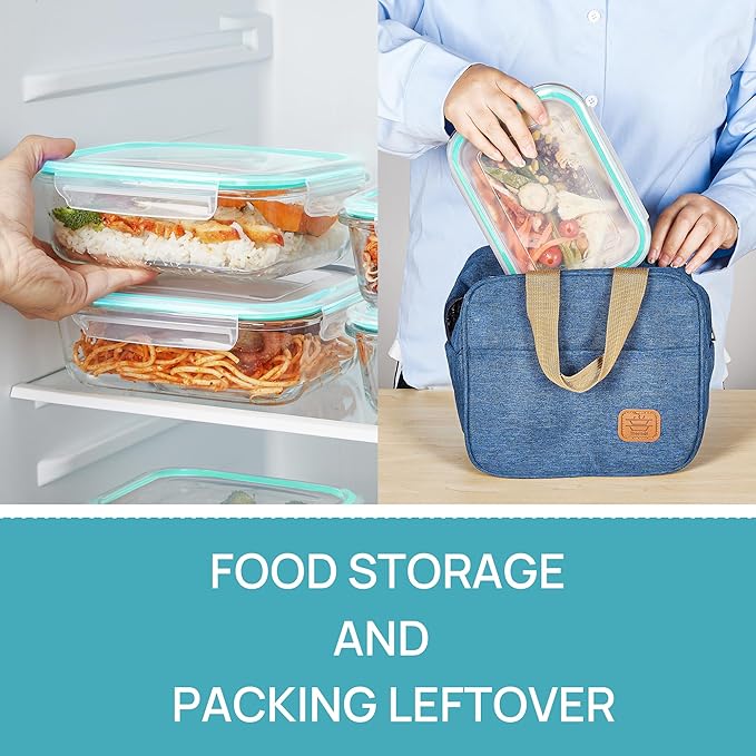 Vtopmart 5 Pack 35oz Glass Food Storage Containers with Lids, Meal Prep Containers, Airtight Reusable Lunch Container Set, Safe for Oven, Microwave, Freezer, and Dishwasher, Green - Image 5