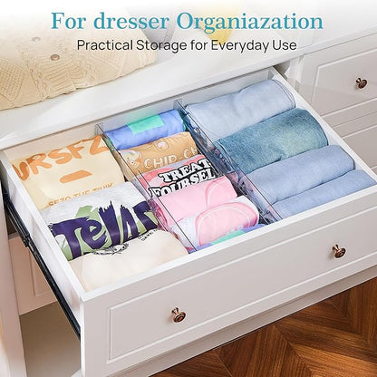 Vtopmart 8 Pack Drawer Dividers for Clothes, 4" High 10.2"-16.5" Adjustable Expandable Dresser Drawer Organizer, Clear Plastic Separators for Dresser, Baby Clothing, Underwear, Cosmetic, Toiletries - Image 4