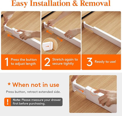 Lifewit 12 Pack 2.36" High Drawer Dividers 28-43.5cm/11-17" Adjustable Drawer Organizer for Clothes/Utensils, Expandable Drawer Separator in Dresser/Kitchen/Bedroom/Office Organization & Storage White - Image 4