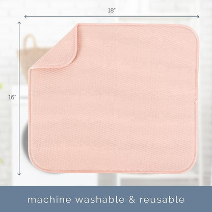 S&T INC. Dish Drying Mat, 16” x 18”, Absorbent Microfiber Kitchen Counter Mat, Drying Pad for Dishes, Utensils, Pots and Pans, Large, Diamond Texture, Pink - Image 7
