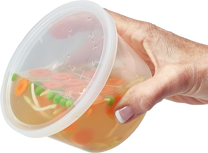 DuraHome Food Storage Containers with Lids 8oz, 16oz, 32oz Freezer Deli Cups Combo Pack, 70 Sets BPA-Free Leakproof Round Clear Takeout Container Meal Prep Microwavable (70 Sets - Mixed sizes) - Image 3