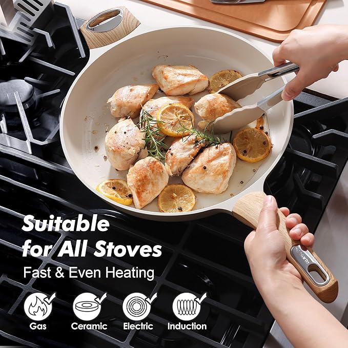 SENSARTE Ceramic Nonstick Frying Pan Skillet with Hot-resistant Handle 12.5Inch Large Non-toxic Healthy Kitchen Cooking Chef's Pan, Free of Intentionally Added PFOA/PFAS/PTFE, Induction Compatible - Image 5