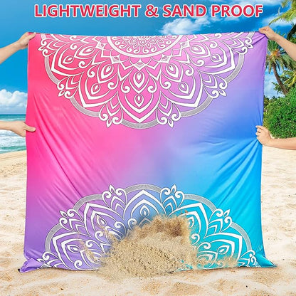 WIWIGO Beach Blanket Waterproof Sandproof Beach Mat 79" X 83"/10'x9'for 2-8 Adults Quick Drying Outdoor Picnic Mat Beach Accessories for Travel, Camping, Hiking - Image 3