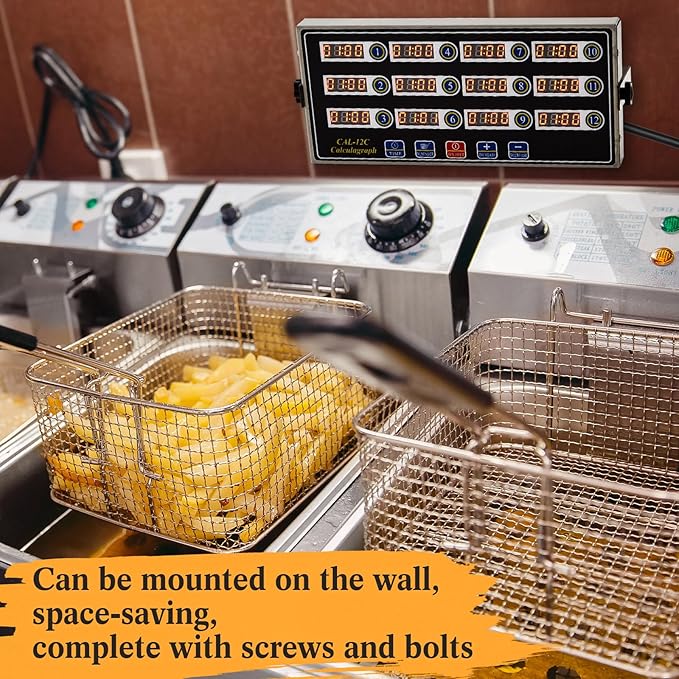 Relaxweex 2 Pack Commercial 12 Channel Digital Kitchen Timer, Multi-Countdown Timer with Loud Alarm & Large LCD Display, Wall Mount or Countertop for Restaurant, Fry Station, Baking & Lab Use - Image 3