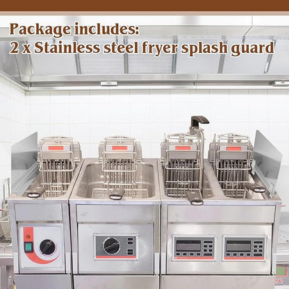 Ferraycle 2 Packs Stainless Steel Fryer Splash Guard Commercial Side Stove Splash Splatter Guard for Stop Oil from Splattering (20-1/2" W X 7.01'' H) - Image 4