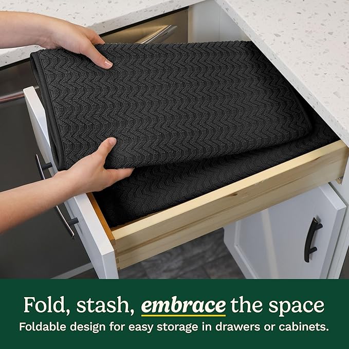 Cuisinart Dish Drying Mats for Kitchen Counter - (2) 18" x 24" Ultra Absorbent Dish Drying Mat XL - Foldable, Machine Washable, Fast Drying Dish Mat (Geostripe) - Image 4