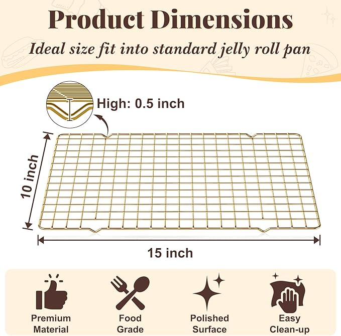 Cooling Racks for Cooking and Baking - 2 PCS 10" x 15" Grid Wire Baking Rack for Oven Cooking, Baking, Grilling, Roasting - Dishwasher Safe Bacon Rack - Fits Jelly Roll Cookie Sheet Pan - Image 2