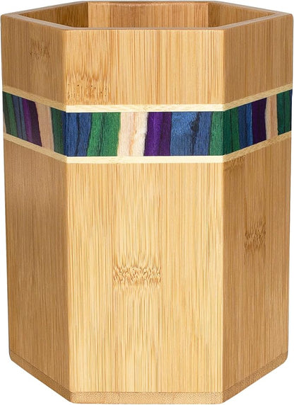Totally Bamboo Baltique Mumbai Collection Kitchen Utensil Holder, Large Cooking Utensil Crock for Countertop