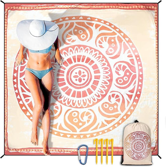 HIHOHO Beach Blanket Waterproof Sandproof Extra Large Beach Mat 79" X 83"/120"x108"for 1-8 Adults Quick Drying Durable Outdoor Picnic Mat for Beach Travel Camping Hiking