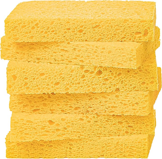Cellulose Sponges,Heavy Duty Scrub Kitchen Sponge,Clean Tough Messes Without Scratching Sponges Kitchen,Pop Up Eco Sponges DIY Orange (6 Pack) by ARCLIBER
