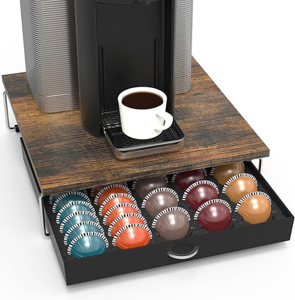 DecoBrothers Supreme Vertuoline Drawer, Holds with 30 Big or 60 Small Vertuoline Pods, Rustic Brown by DecoBrothers