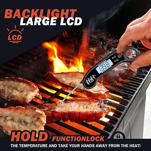 Meat Thermometer Digital, Instant Read Meat Thermometer for Grill and Cooking, with Bottle Opener, Backlight & Calibration Food Thermometer, Kitchen Gadgets for BBQ, Turkey, Candy, Liquids - Image 4