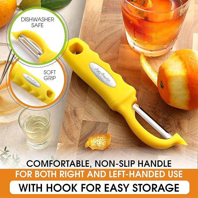 Spring Chef Premium Swivel Potato Peeler for Kitchen, Stainless Steel Fruit Peeler with Soft Grip Handle, Perfect for Vegetable, Apple, Carrot, Cucumber, Ginger - Dishwasher Safe - Yellow - Image 6