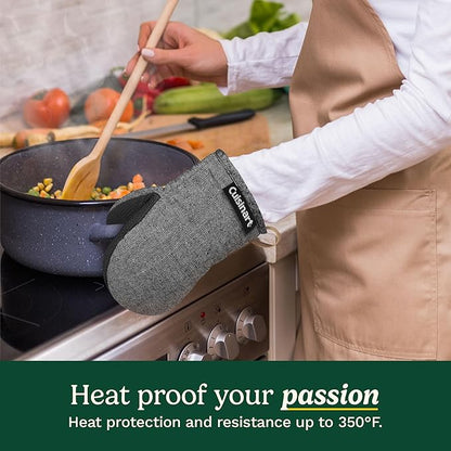 Cuisinart Heritage Mini Oven Mitts – 5.5” x 7” Heat-Resistant Kitchen Mitts for Oven with Non-Slip Neoprene Palm, Cotton Filling, and Faux Leather Loop – Durable Oven Mitt Set for Cooking & Baking - Image 3