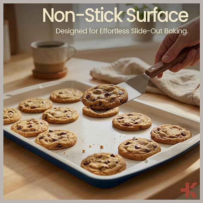 Bakken Swiss Cookie Sheet 3 Piece Set - Non-Stick, Stackable Baking Pans, Deluxe Ceramic Coating – Dishwasher Safe - for Home Baking - Image 5