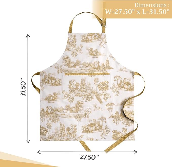 Maison d' Hermine 100% Cotton Apron for women with Pocket Kitchen Chef Apron for Men Cooking Mothers Day Gifts