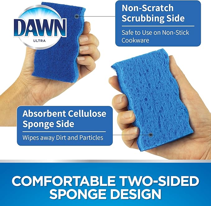 Dawn Non-Scratch Kitchen Dish Sponges, Blue (Pack of 3) - Image 5