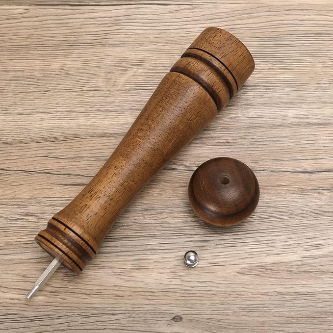 1Pack Wood Pepper Grinder, XWXO 10 Inch Salt Mill Pepper Shaker, Pepper Mill with Adjustable Ceramic Rotor - Oak Wood Pepper Grinder for Your Kitchen - Image 3