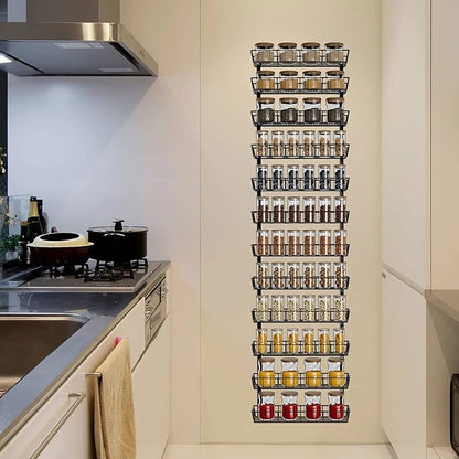 SWOMMOLY Adjustable Wall Mount Spice Rack Organizer, 12-Tier Dual-use (Multi-use) Hanging Spice Shelf Storage for Kitchen Pantry Cabinet Door, Seasoning Holder Organizer, Black - Image 8