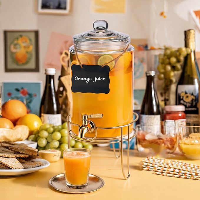 1 Pack1 Gallon Glass Drink Dispensers For Parties.Beverage Dispenser,Glass Drink Dispenser With Stand - Image 6