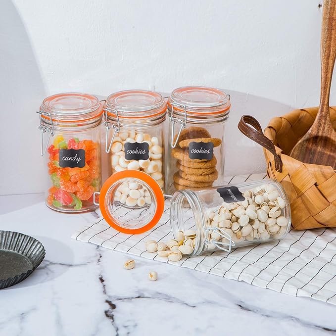 Glass Jars With Airtight Lids, 16 oz Glass Jars With Leak Proof Rubber Gasket,Wide Mouth Mason Jars With Hinged Lids For Kitchen Canisters,Glass Storage Containers 12 Pack - Image 5