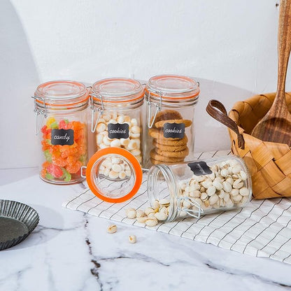 Glass Jars With Airtight Lids, 16 oz Glass Jars With Leak Proof Rubber Gasket,Wide Mouth Mason Jars With Hinged Lids For Kitchen Canisters,Glass Storage Containers 12 Pack - Image 5