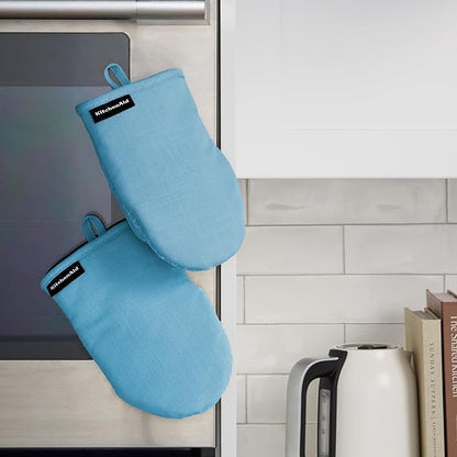 KITCHENAID Gourmet Series Gridlines Mini Oven Mitts 2-Pack Set, Heat Resistant up to 600°F, Soft Silicone Grip, Magnetic Cuff, Blue Velvet, 5.5"x9" - Image 5