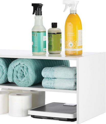 Whitmor Wood Stackable 2-Shelf Shoe Rack, White, 24 inches，2 Pack - Image 5