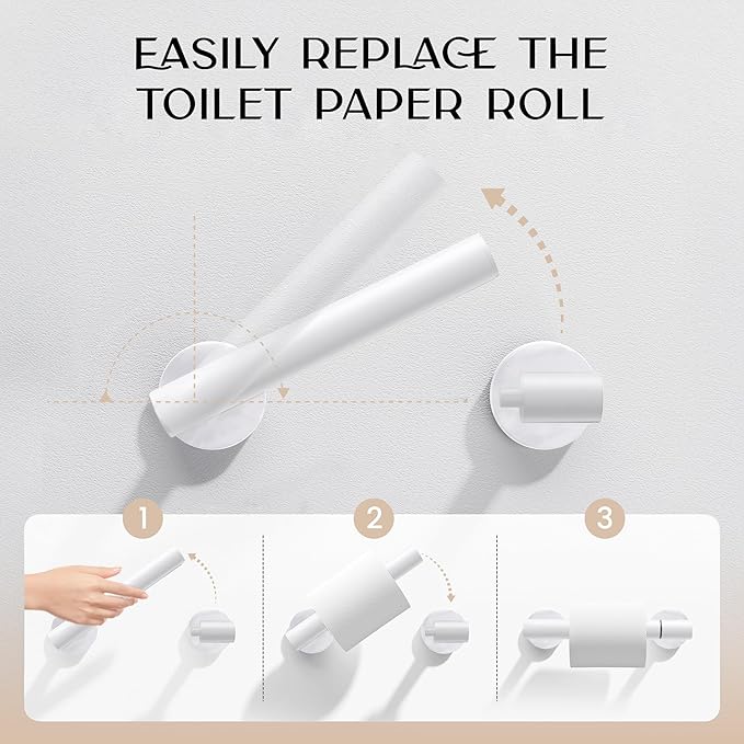 Day Moon™ - Toilet Paper Holder - Modern Roll Holder for Bathroom - 1 Pack - Wall Mount - Classic, White - Image 3