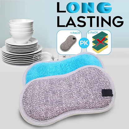 Dual Sided All-Purpose Sponges Kitchen,Dish Sponge for Washing Dishes Cleaning Kitchen,Non Scratch,Rough Scrubbers for Non-Stick Cookware, Soft Microfiber Scrub for Dishes(Bule,6Pack) - Image 3