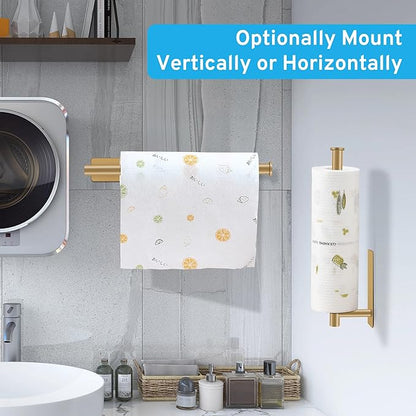 2nd Gen Paper Towel Holder Under Cabinet No Drilling, [More Sturdy] Self Adhesive or Drilling Paper Towel Holder Wall Mount for Kitchen, RV, [Fit Mega Paper Towel Roll] SUS304 Stainless Steel - Image 5