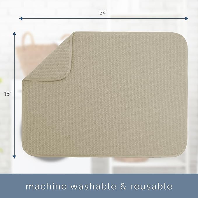 S&T INC. Dish Drying Mat XL, 18” x 24”, Absorbent Microfiber Kitchen Counter Mat, Dish Drying Pad for Dishes, Utensils, Pots and Pans, Extra Large, Pure Cashmere - Image 6