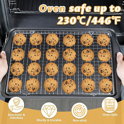 Baking Sheet with Cooling Rack - 17" x 11" x 0.5" Carbon Steel Cookie Sheet for Baking [1 Sheet + 1 Rack], Nonstick Baking Pan, Perfect for Baking, Roasting, and More - Image 5