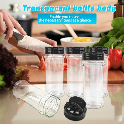 30 Pcs 6 oz Plastic Spice Jars with Shaker Lids Clear Spice Bottles with Black Cap Empty Seasoning Containers for Kitchen Storing Seasoning Powders