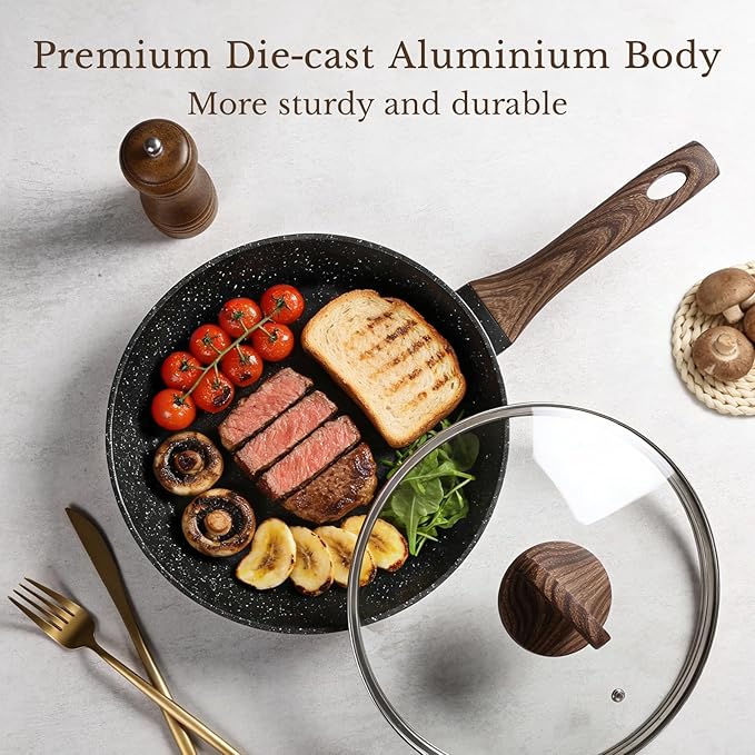 EWFEN 25 Pcs Pots and Pans Set, Nonstick Ceramic Cookware Sets, Healthy Non-Toxic, Large Capacity, Induction Compatible, Cooking Set with Frying Pans & Saucepans, PFAS/PTFE/PFOA Free, Classic Black - Image 8