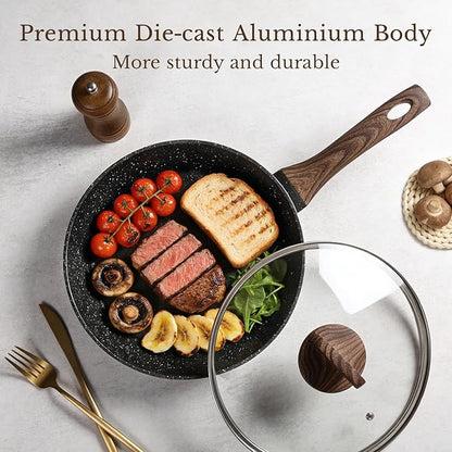 EWFEN 25 Pcs Pots and Pans Set, Nonstick Ceramic Cookware Sets, Healthy Non-Toxic, Large Capacity, Induction Compatible, Cooking Set with Frying Pans & Saucepans, PFAS/PTFE/PFOA Free, Classic Black - Image 8
