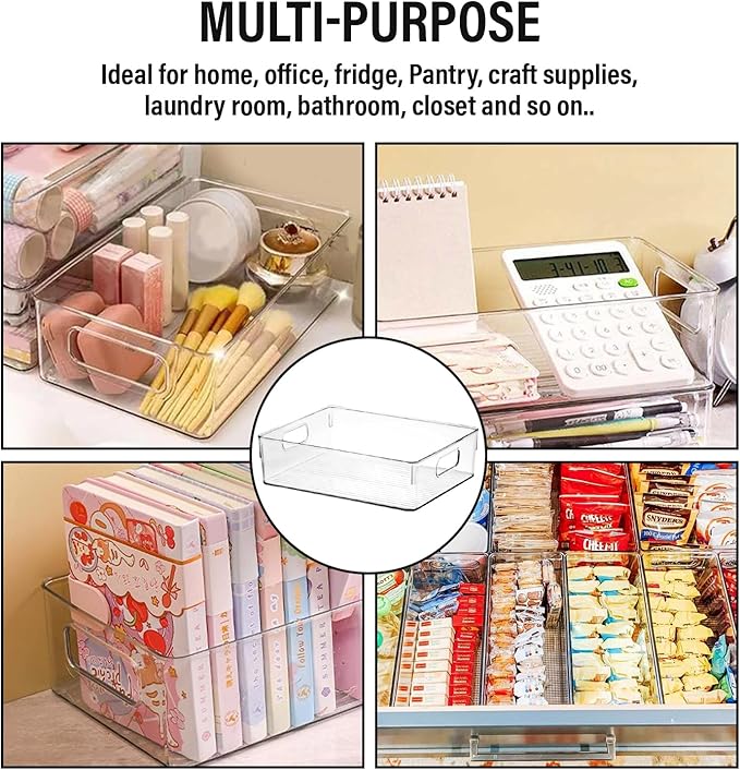 Clear Plastic Storage Bins, Home Bathroom Laundry Room Freezer Refrigerator Pantry Organizers and Storage Containers Fridge Organizer Bins Kitchen Organization Cabinet Medicine Bin for organizing - Image 6