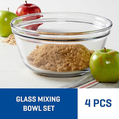 Anchor Hocking 4 Piece Glass Mixing Bowls Set – Durable, Microwave, Oven, and Dishwasher Safe – Perfect for Prep, Mixing, Serving, and Storage – Made in USA - Image 2