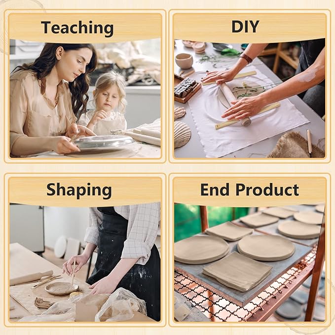 Sasylvia 10 Pcs Pottery Rolling Pin Guides Wood Teaching Rolling Mud Stick Guide Set Polymer Clay Depth Guide Pottery Tools Clay Mudboard Tools (5 Size,Wood Color) - Image 5