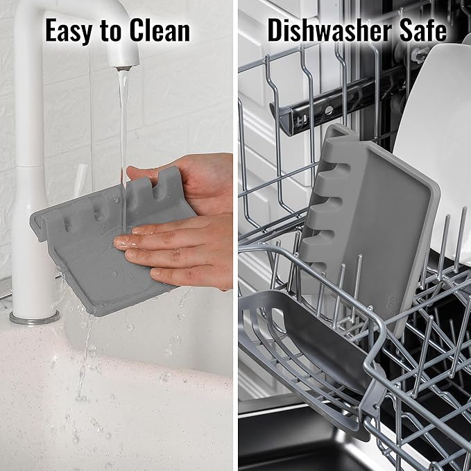 Zulay Kitchen Extra Large Silicone Utensil Rest with Drip Pad for Multiple Utensils - BPA-Free Heat-Resistant Spoon Rest & Spoon Holder for Stove Top - Kitchen Utensil Holder for Spoon - Gray - Image 6