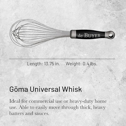 de Buyer GOMA Universal Whisk - 13.75” - Ideal for Commercial & Home Kitchens - Designed for Heavy, Frequent Use - Ergonomic & No-Slip Grip - Dishwasher Safe - Image 2