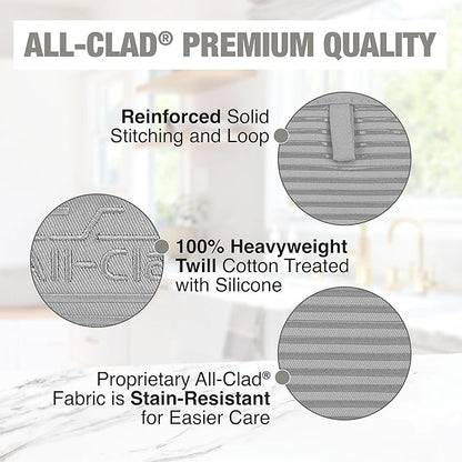 All-Clad Premium Pot Holder & Hot Pad: Heat Resistant up to 500 Degrees - 100% Cotton, 10"x6.25" Hot Pad for Kitchen and Barbeque, 2-Pack, Titanium - Image 5