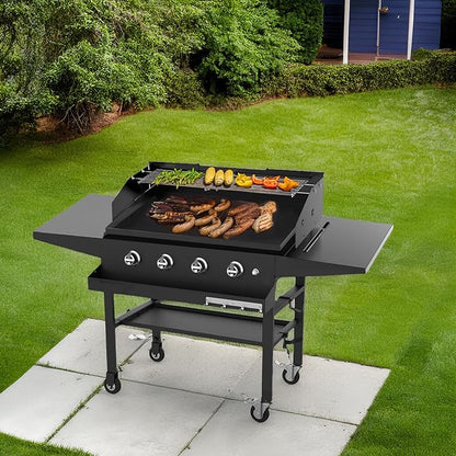 Universal Wind Guard and Warming Rack Set for Griddle From 28" to 36" with Front Grease, Wind Screen and Cooking Grid for Griddle without a Hood, Griddle Parts for Blackstone and Other Griddles