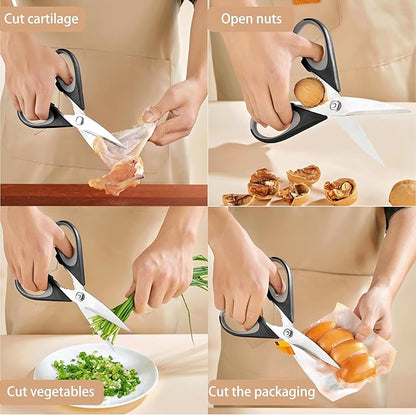 Kitchen Scissors All Purpose 3 Pack - Heavy Duty Stainless Steel Cooking Shears for Cutting Meat, Food, Fish, Poultry Multipurpose Sharp Sissors for Dishwasher Safe, with Blade Guards - Image 3
