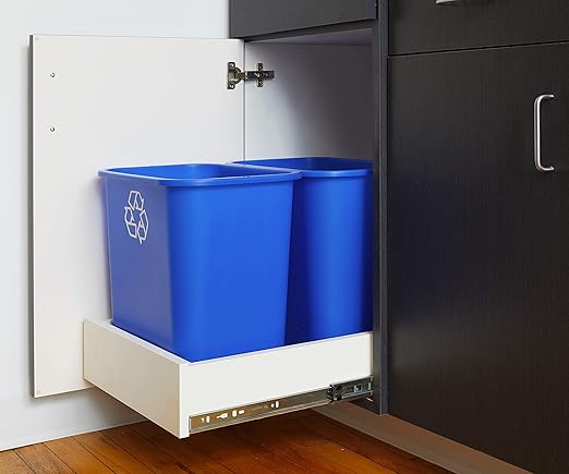 United Solutions 7 Gallon / 28 Quart Space Saving Recycling Bin, Fits Under Desk and Small, Narrow Spaces in Commercial, Kitchen, Home Office, and Dorm, Easy to Clean, (Pack of 2), Recycle Blue - Image 3